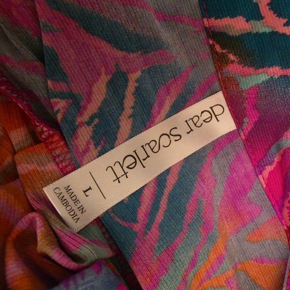 Dear Scarlett Multicolor Abstract Zebra Print Tunic Blouse Size Large GC - Picture 2 of 10